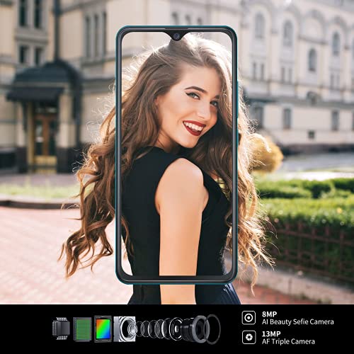 Hafury-Smartphone-Libre-Barato-y-Bueno-Movil-Libre-4G-Inteligente-Android-10-Camara-Triple-55-Pulgadas-Dual-Sim-3100mAh-Tres-Ranuras-Desbloqueo-Facial-Memoria-Expandiblehasta-128-GB-Verde