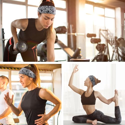Image of DRESHOW Yoga Sports Headbands for Women Elastic Non-Slip Headbands Workout Running Hair Bands 6 Pack