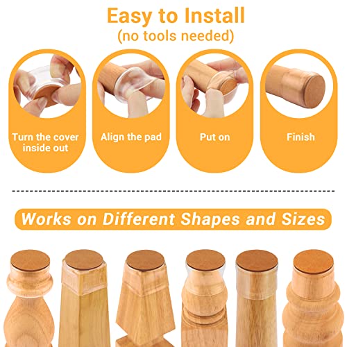 Image of 24-Pcs Extra Large Round Silicone Chair Leg Floor Protectors | Stretchy Furniture Pads & Caps Protect Hardwood Floors from Scratches & Noise and Fit Most Dining Table & Bar Stool Legs