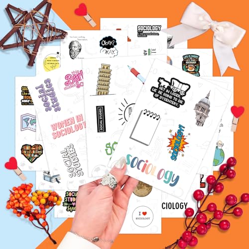 Image of 100Pcs Social Studies Stickers for Water Bottle and Laptop - Social Studies Party Favors & Decorations, Waterproof Vinyl Decals, History and Culture Stickers, Gifts for Women & Men