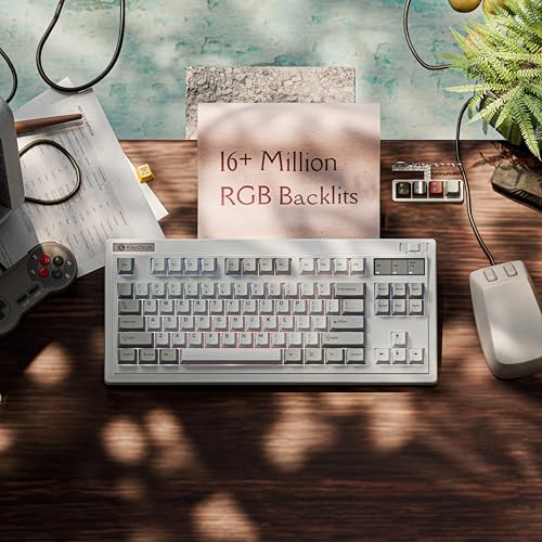 Image of Keychron R3 Retro Wireless Mechanical Keyboard, 80% TKL Hot Swappable RGB Tactile Brown Switch, QMK Tri-Mode(2.4 GHz /Bluetooth /Wired), Compatible with Mac PC Linux