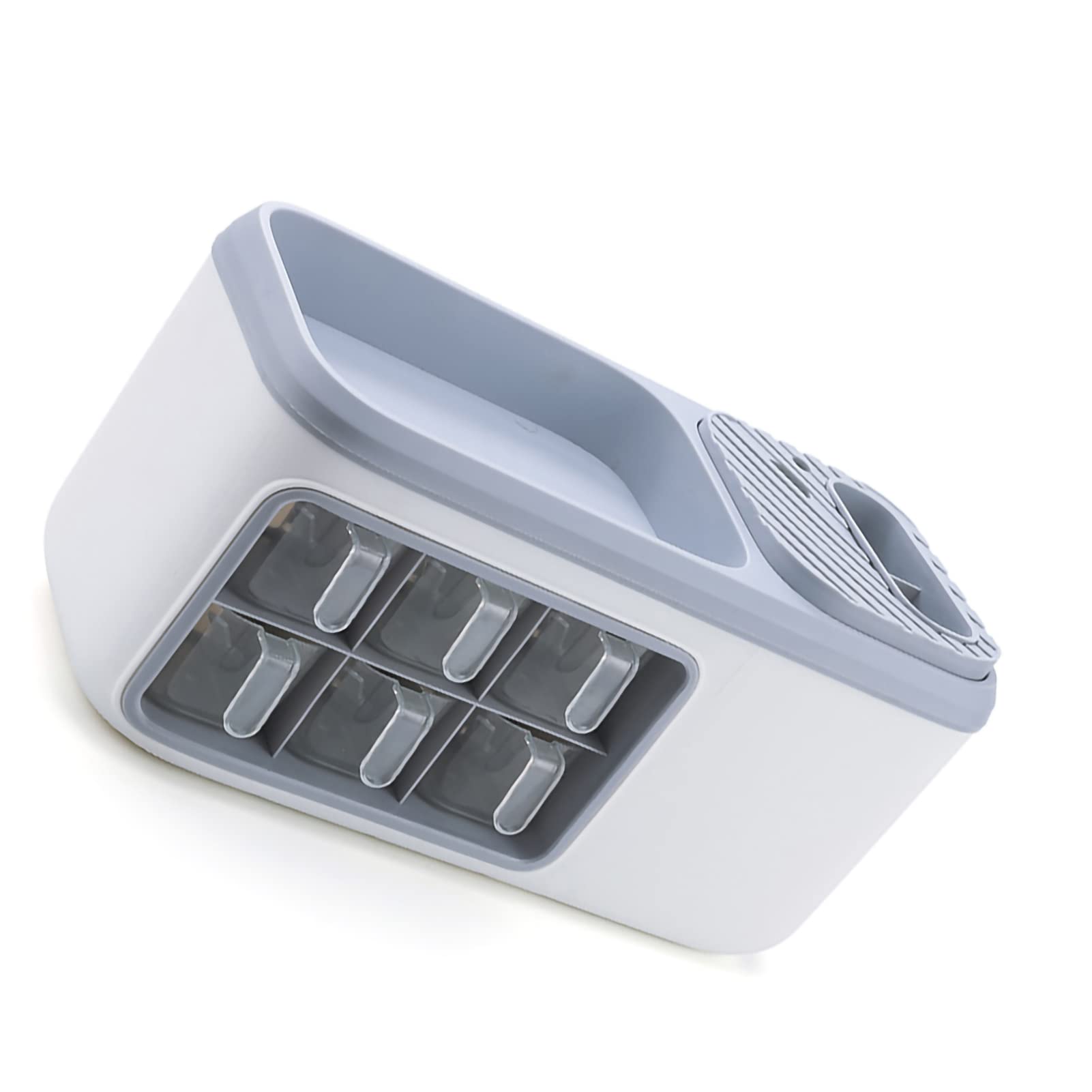 SIXRUN Caja de Almacenamiento para Botellas de Condimentos, Organizador de Especias de PP, Estante de Doble Capa con Soporte para Cuchara para Cuchillos, Encimera de Gran Capacidad, Ahorro de (L Gris)