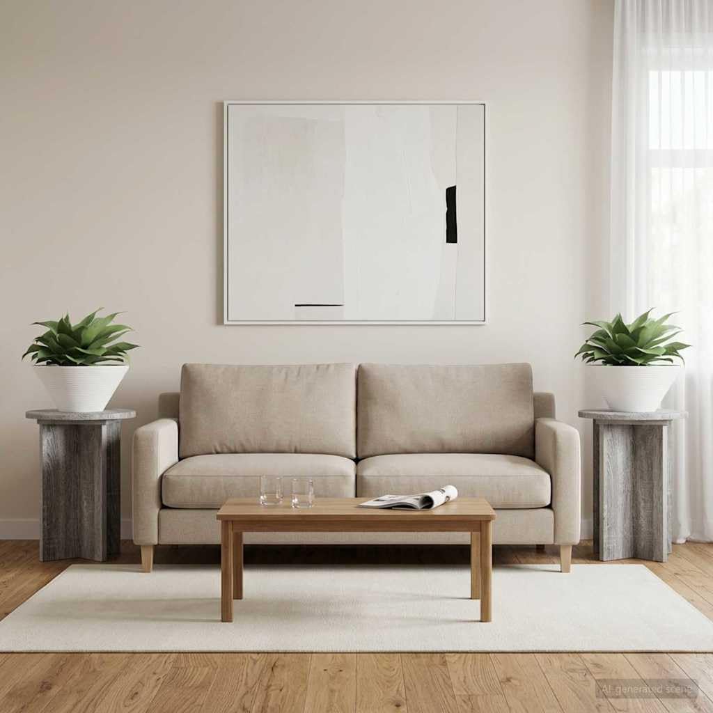 Supporto per piante, 2 pezzi, grigio, in legno, diametro 29,5 x 40 cm | Per interni, design moderno, facile da montare, espositore stabile per vasi