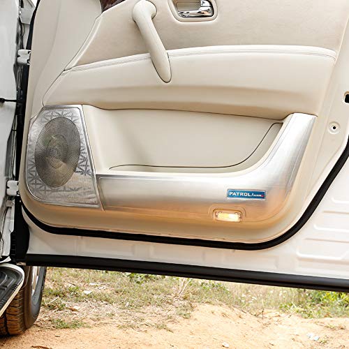 LIYUN Car Door Kick Board Horn Cover Interior Mouldings Stainless Steel for Nissan Patrol Y62 (Silver)