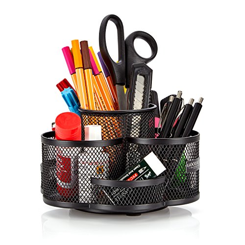 GOODMAN Wallstreet système d'organisation de bureau rotatif en noir - porte-stylo en métal de grande qualité - élégant organiseur de bureau, porte-stylo, organiseur de bureau au design moderne et rond