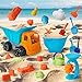 Jeux De Plage 22 pièces, Jouet De Plage Enfant,Bac à Sable Exterieur Avec Moules à Sable, Seau De Plage, Arrosoir ,Pelle Enfant Kit, Sable Roue D'Eau,Pour Vacances En Famille, Activités Estivales