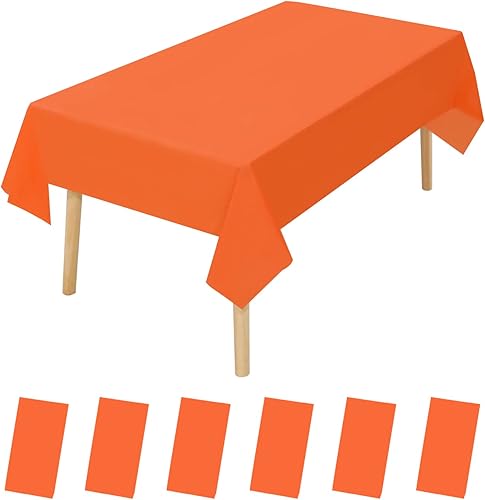 Paquete de 6 manteles de plástico desechables de alta calidad de 54 x 108 pulgadas, manteles desechables para mesas de 6 a 8 pies, interiores o