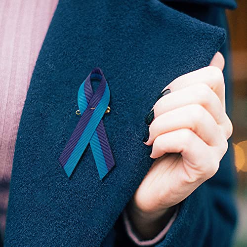 Image of 100 Pieces Suicide Prevention Awareness Ribbons with Safety Pins Grosgrain Ribbon 1.4 * 3 inch