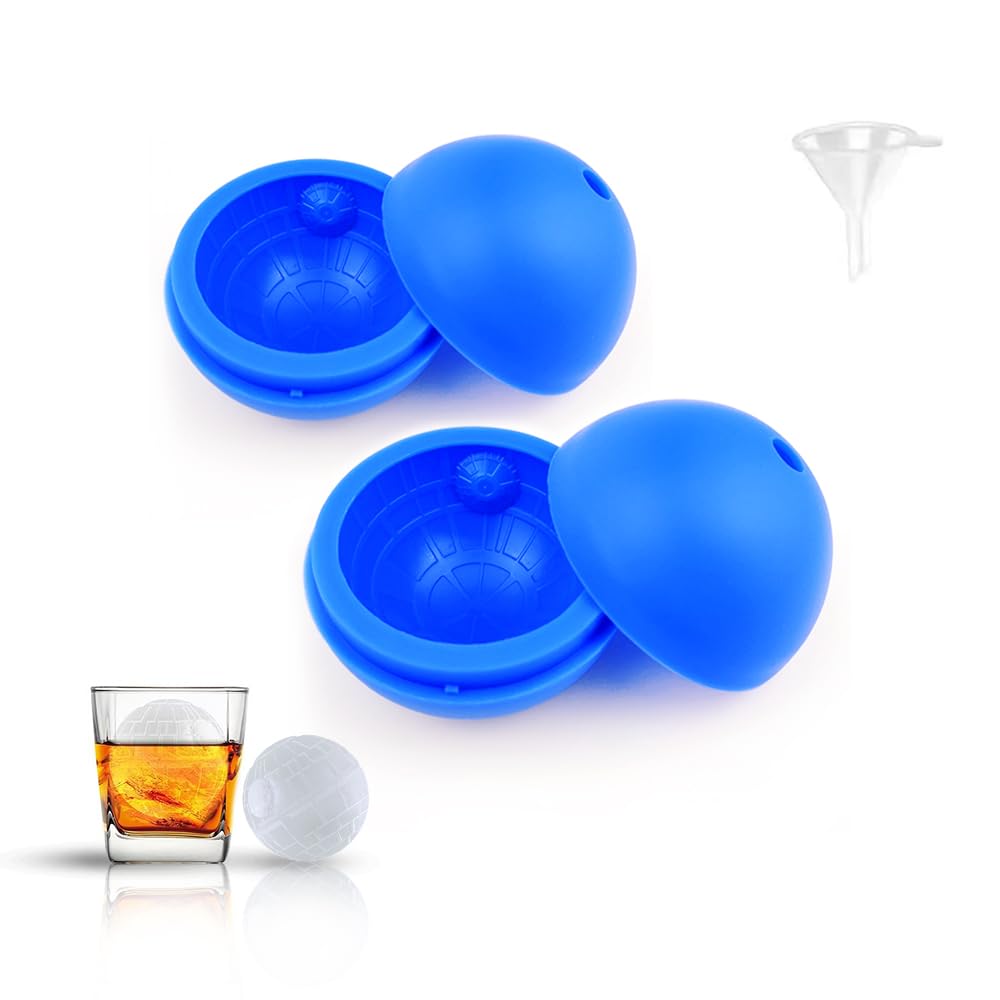 owfvlaziSilicone Nonstick Star Wars Shape Ice Cube Tray Chocolate Candy Moulds Kit Stormtrooper Darth Vader X-Wing Fighter Millennium Falcon R2-D2, Han Solo Boba Fett De,Death Star Ball (2 ball set)