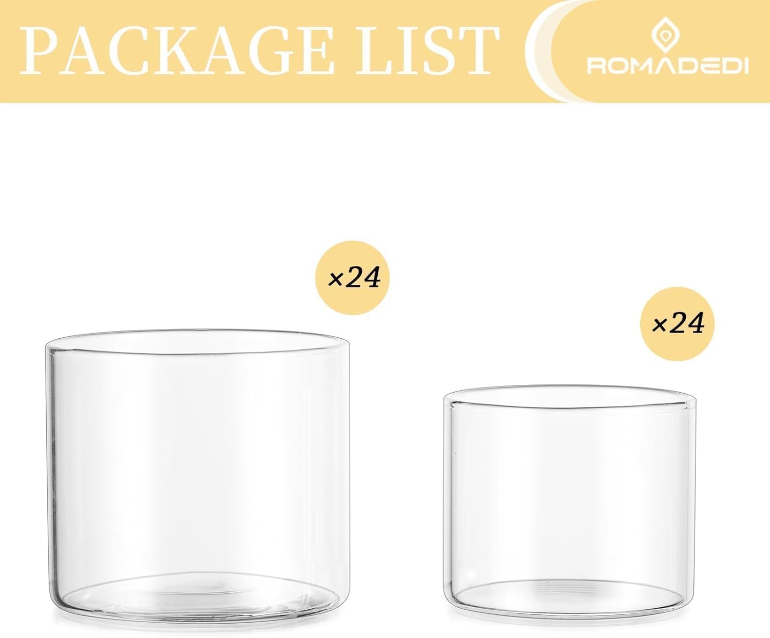 Romadedi Lot de 48 photophores en verre transparent pour petits centres de table, décoration de mariage, fête, dîner, décorations d'intérieur, festivals, Noël
