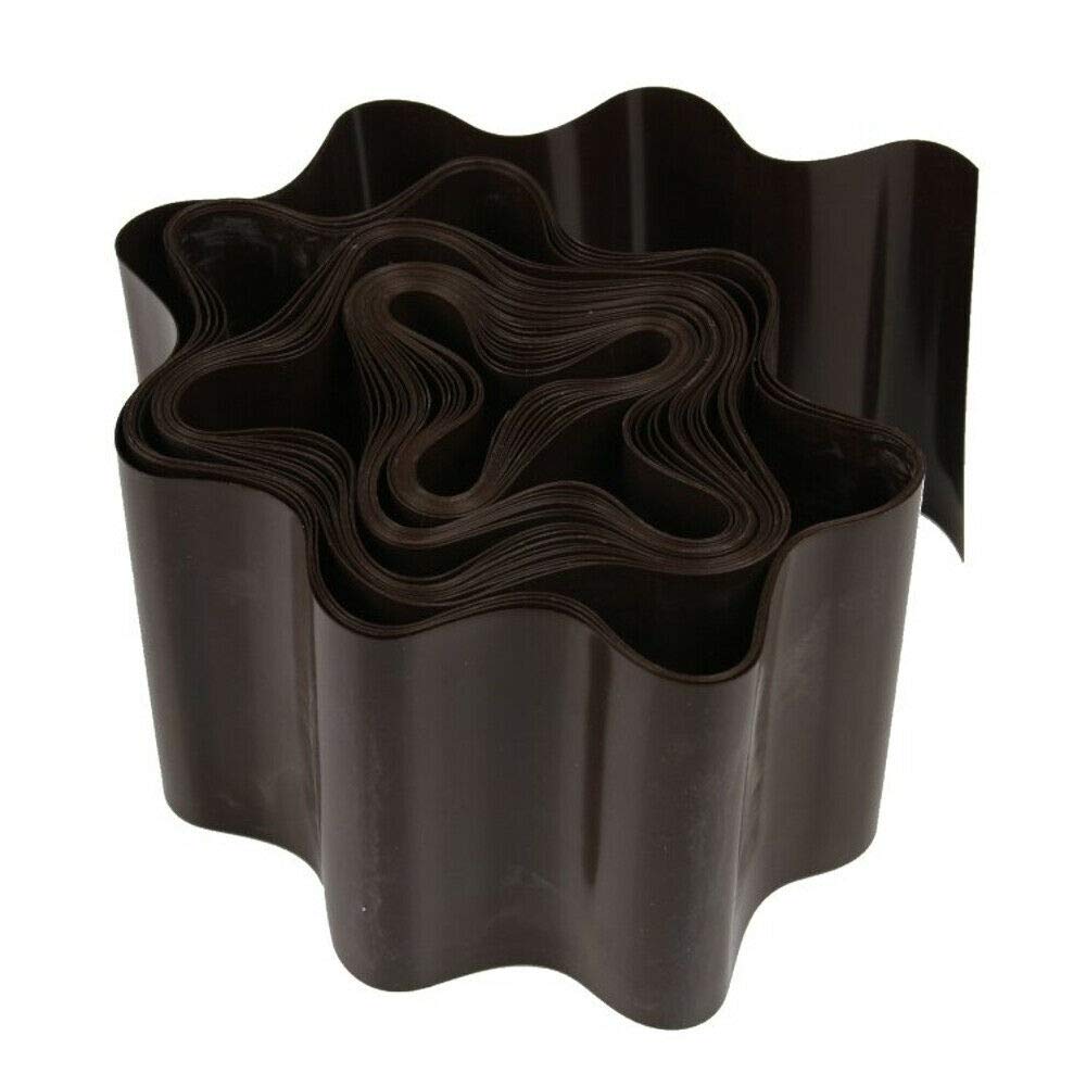 SolaDirect 9 metres of 20 cm High Brown Flexible Plastic Garden Grass Lawn Path Edging Edge Border — image 1