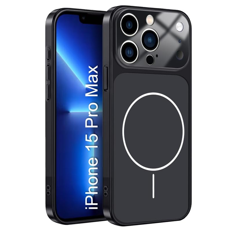 Image of LuxuryKase Converter Case for iPhone 15 Pro Max | Premium Protective MagSafe Cover | iPhone 17 Pro Series Style Design | in Built Camera Guard | Wireless Charging Compatible - Black