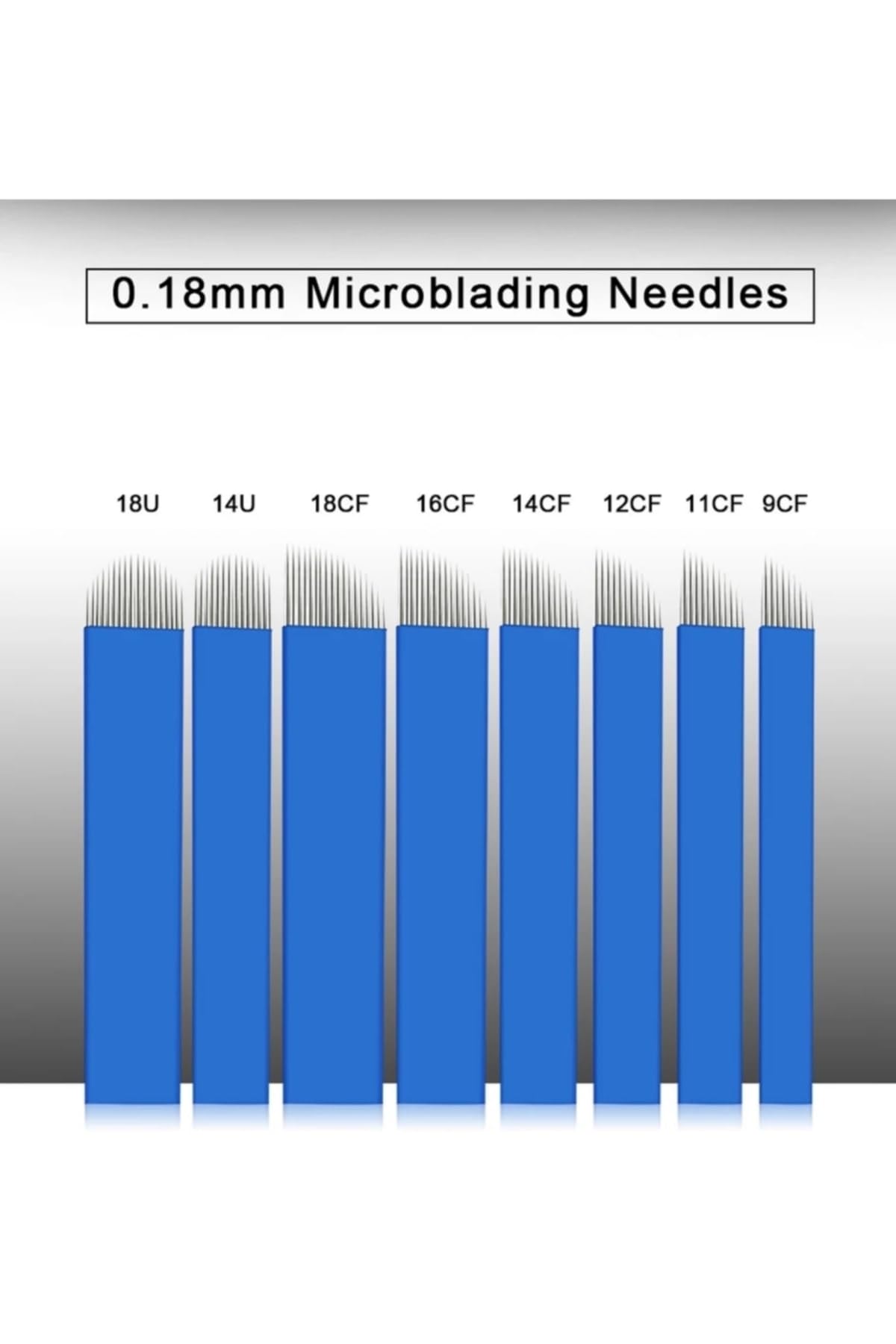 Biomaser 14CF Kalıcı Makyaj Microblading Uygulama İğnesi, 316 Tıbbi Paslanmaz Çelik, 10 Adet, Mavi