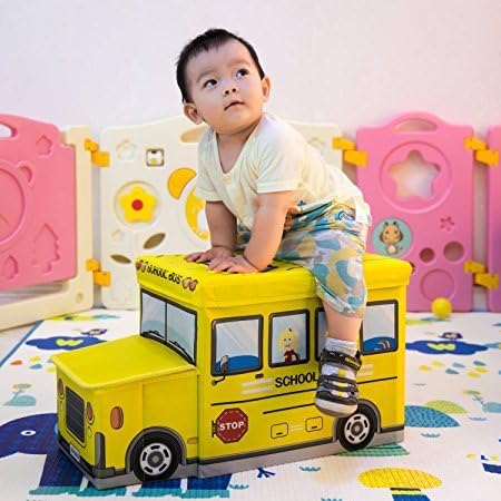 ASkyl Kid's Cotton Large Foldable Toy Box Stool Storage Chest (Multicolour)