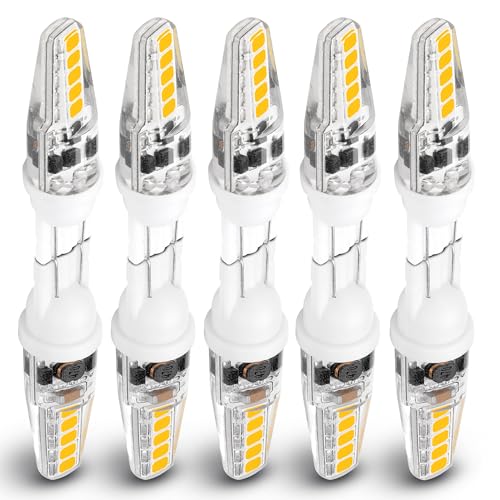 Xyanmc T5 T10 Wedge Base LED Landscape Bulbs 12 Volt Low Voltage 2W 300lm DC10-30V/AC12-24V 2700K Warm White for Outdoor Landscape Path Deck RV Camper Lights 10 Pack