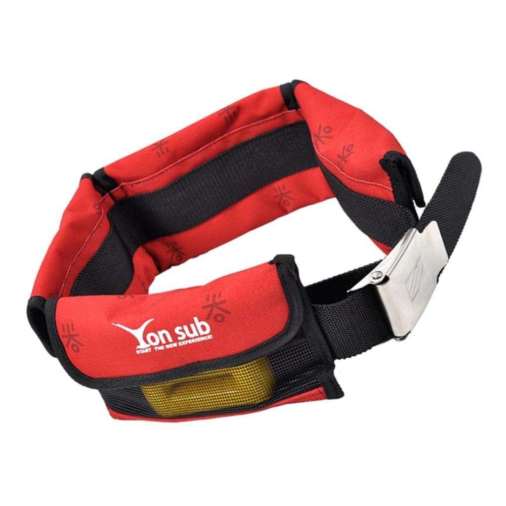Ceinture de plongée robuste avec boucle en acier inoxydable avec poches Rouge 145 cm