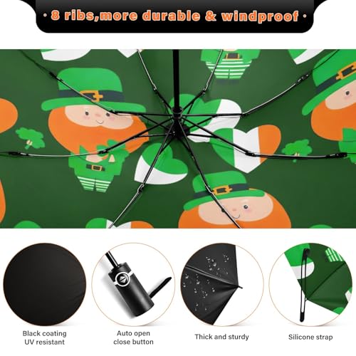 Parapluie coupe-vent compact GAIREG vert trèfle pour affronter la tempête - 4