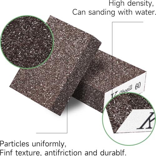 HXJDAM 8 Stück Schleifschwamm, Schleifschwamm Holz, 60 Körnung Schleifklotz Schmirgelpapier Holz Waschbar und Wiederverwendbar zum Polieren von Verschiedenen Materialien