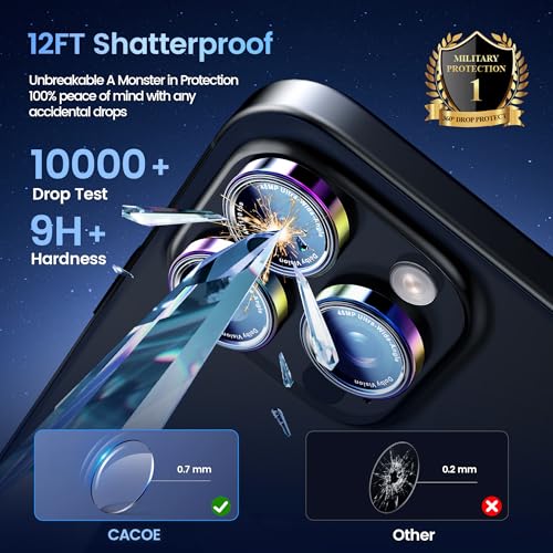 Image of CACOE Camera Protective Case for iPhone 17 Pro Max /17 Pro /16 Pro Max /16 Pro /15 Pro Max /15 Pro /14 Pro Max /14 Pro, [Scratch-Resistant] [Drop-Proof] [Strong Adhesive] (Colour)