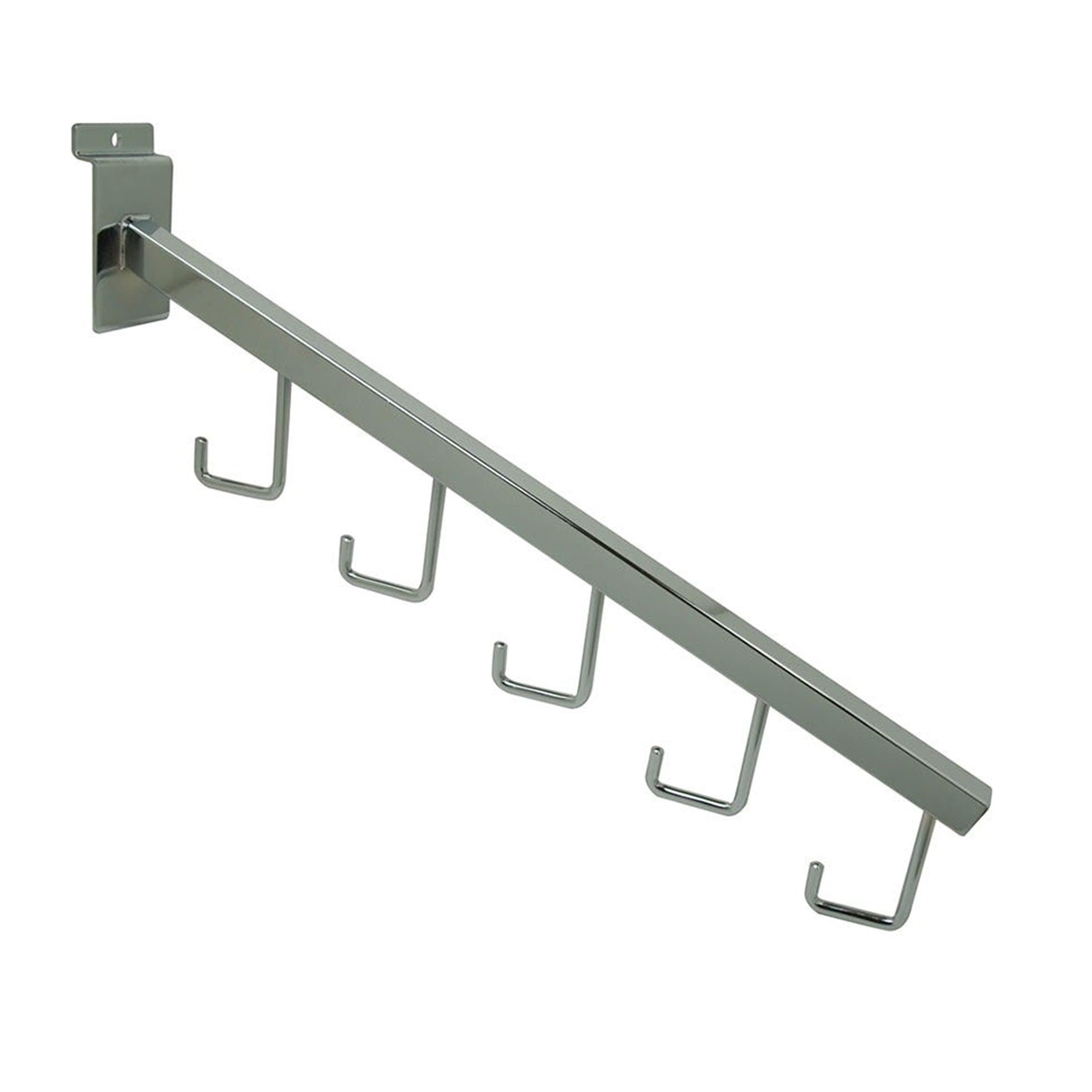 NAHANCO16” Slatwall Waterfall Faceout with 5 Hooks, Square Tubing – Chrome,Extra Large