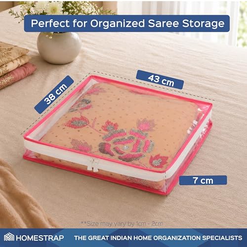 HomeStrap 3-Inch Pink Saree Covers Pack of 10 - Image 3