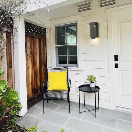 Image of Modern Outdoor Wall Sconce Integrated LED Patio Wall Light Fixture, 2-Light Total 8W 3000K, Black Sweep Gold, Outdoor House Light Wall Mount for Garage Front Porch