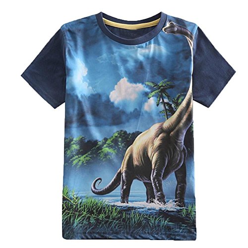 Frogwill Toddler Boys Summer Dinosaur Short Sleeve 3D T-Shirt 9/10Y Blue