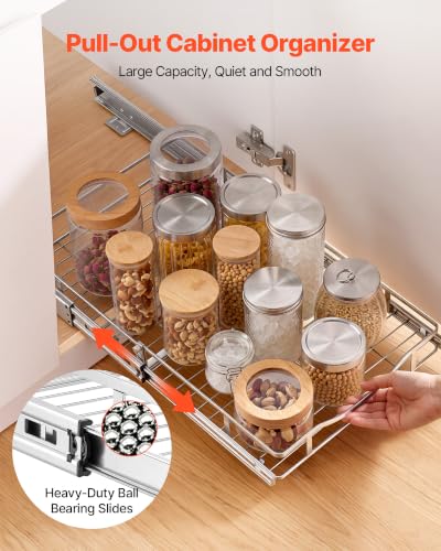 Image of VEVOR Pull Out Cabinet Organizer 14.06 inchW x 20.94 inchD Steel Slide Out Drawers