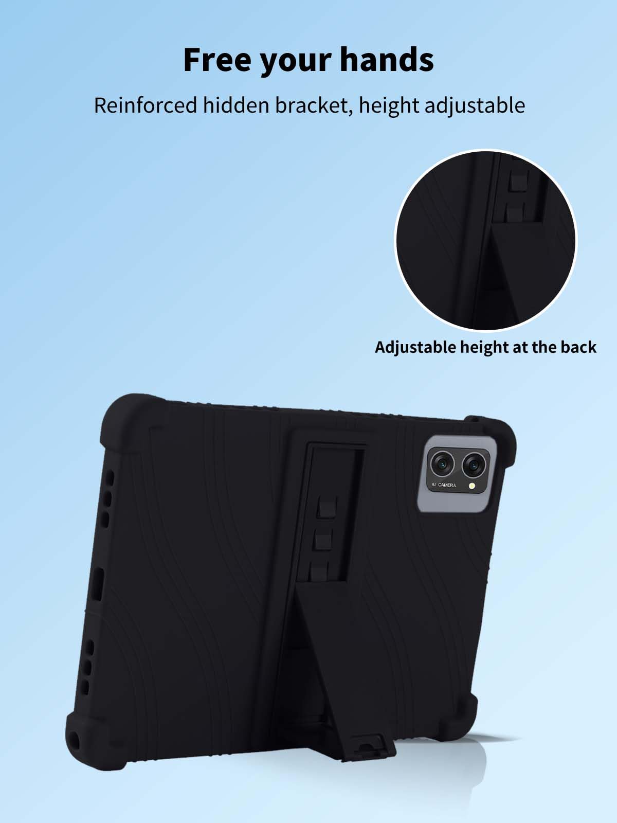 Funda para tablet TABWEE T20 de 10.1 pulgadas, funda protectora para tablet TABWEE T20, soporte ajustable, silicona suave, funda de protección de silicona para NOUKAJU TABWEE T20 (negro)