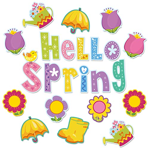 Décoration de fleurs Hello Spring pour école et classe