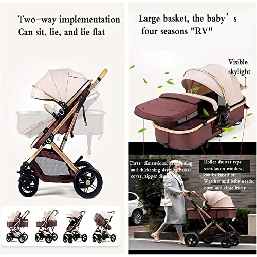 Pasgeboren baby koets paraplu peuter kinderwagen 3 in 1 drukkoel, compacte opvouwbare luxe babywagen-kinderwagen anti-s… - Afbeelding 7