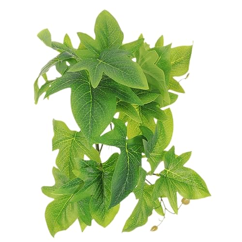 VICASKY Hanging Fake Plant Pendant for Reptile Terrarium Decor Lifelike Artificial Leaves with Suction Cup for Bearded Dragons Lizards Geckos and More Enhances Habitat