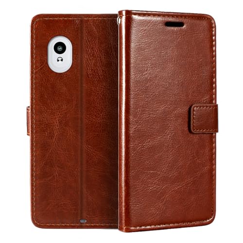 Shantime Funda de Cuero Compatible con Vasco Translator V4, Diseño Ejecutivo Magnética, 3 Ranuras, Marco para Foto y Cartera Oculta(Marrón)