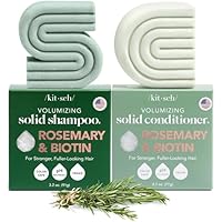Kitsch Rosemary & Biotin Shampoo and Conditioner Set for Hair Growth - Strengthening, Thickening & Volumizing Shampoo and Conditioner Bar - Paraben, Sulfate & Silicone Free - Made in USA - 2 pack