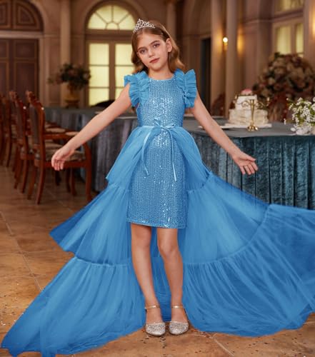 Image of GRACE KARIN Girls Dresses Sequin Party Formal Pageant Dress Tween Girl Birthday Tulle Prom Princess Maxi Dress Size 5-14