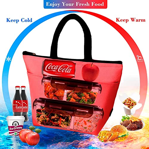 Image of House of Quirk Oxford Cloth Insulated Reusable Lunch Bag Tote Bag for Women Printed Lunch Bag for School Picnic Office Outdoor Gym (Tote Pink), 6 Liters