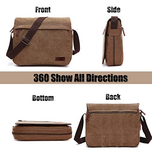 LOSMILE Schoudertassen voor heren, canvas schoudertassen, laptoptas, schooltas, voor school en werk, voor mannen en vrouwen. - Image 3