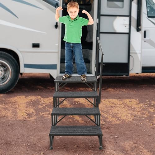 Escalera de 4 pasos con pasamanos de acero resistente 450 lb miniatura 7
