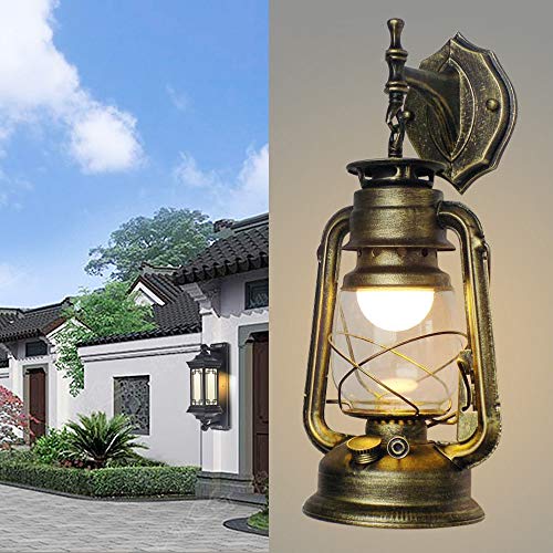 Image of Wall Sconces, Retro Antique Vintage Rustic Lantern Lamp Wall Sconce Light Fixture (Green Bronze - 1 Pcs)