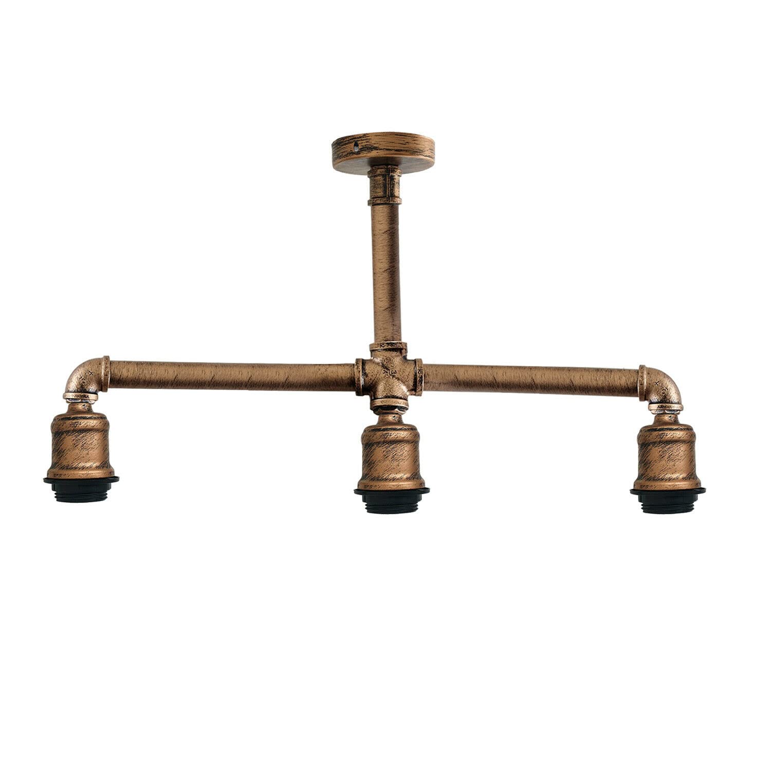 LEDSone Steampunk Water Pipe Pendant Light Fitting E27 Holder with Hanging Light Set Retro Lamp Indoor Lighting for Fitting Pipe Fixture Chandelier (Brushed Copper, Without Bulb)