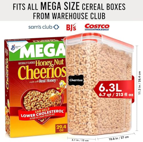 Image of Shazo 2 Pack (6.3L / 213OZ) EXTRA Large Airtight Food Storage Cereal Containers for Bulk Food Storage BPA-Free Plastic Container, Pantry Organization and Canister for Rice, Pasta, Sugar & Flour