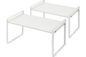 2 Pack Cabinet Shelves - Stackable Organizer Rack Riser Storage