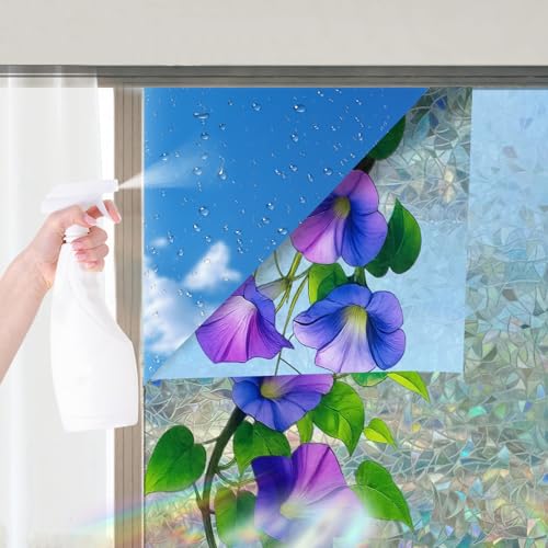 Image of Nuxovilar Crescent Blue Purple Morning Glory Window Film 17.7x39.4 PVC