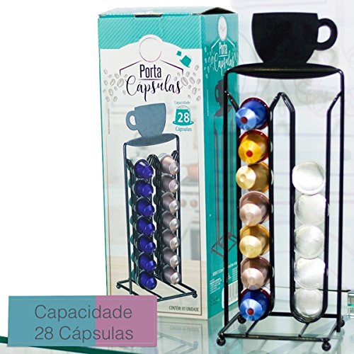 Porta Capsula Nespresso Cafe Luxo Preto Suporte Para 28 Capsulas De Mesa E Bancada