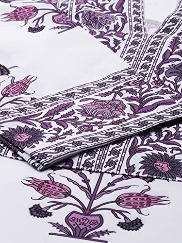 Image of Vaamsi Women's Poly Crepe Floral Block Printed Straight Kurta Pant With Dupatta