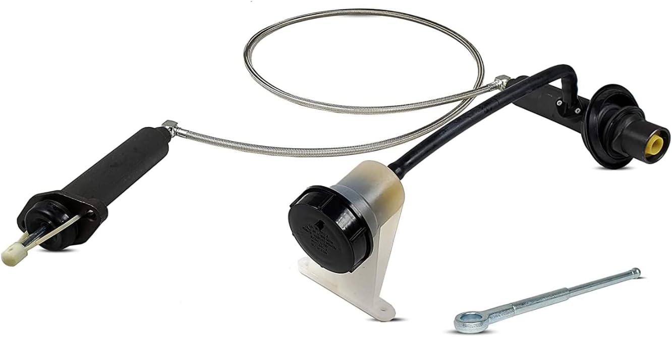 Pre-Filled Clutch Master And Slave Cylinder With Line Assembly compatible with Ram 1500 2500 3500 Lujo Runner St Laramie Custom WS Sport Base 1994-2000 3.9L V6 5.2L V8 5.9L V8 GAS