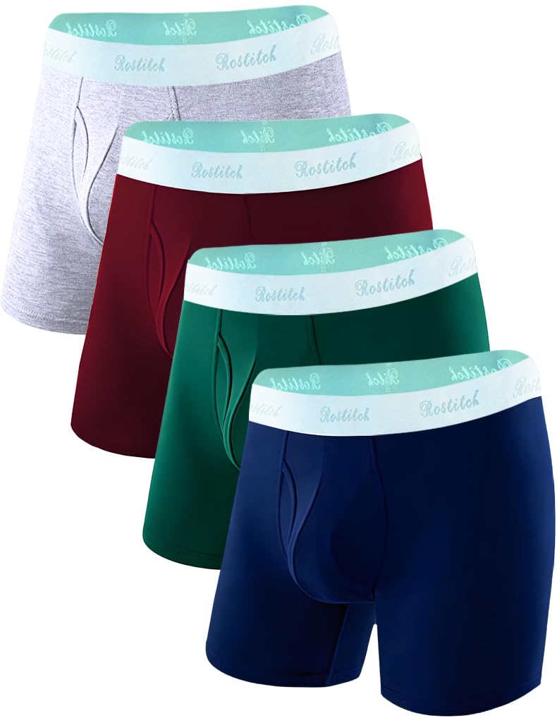 Mens underwear Upgrade bamboo boxer briefs Breathable cool dry Soft with Fly Super elasticity Multipack