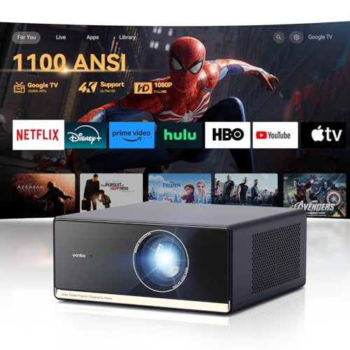 Beamer 4K Heimkino Smart Projektor, Netflix Official/Google TV/1100 ANSI, HDR10, Autofokus,...