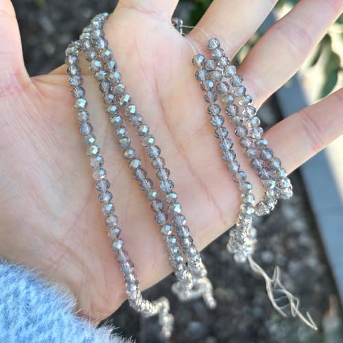 Image of 1000pcs Czech Faceted Rondelle Crystal Glass Beads 4mm Small Tiny Bulk Silver Champagne