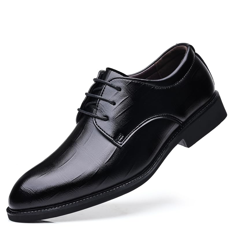 Mens Dress Shoes Leather Lace Up Business Formal Oxfords Shoes Lightweight Tuxedo Leather Lace Up Derbys Shoes